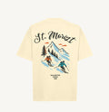 T-shirt crème homme Saint-Moritz avec imprimé ski vintage de montagnes et skieurs au dos