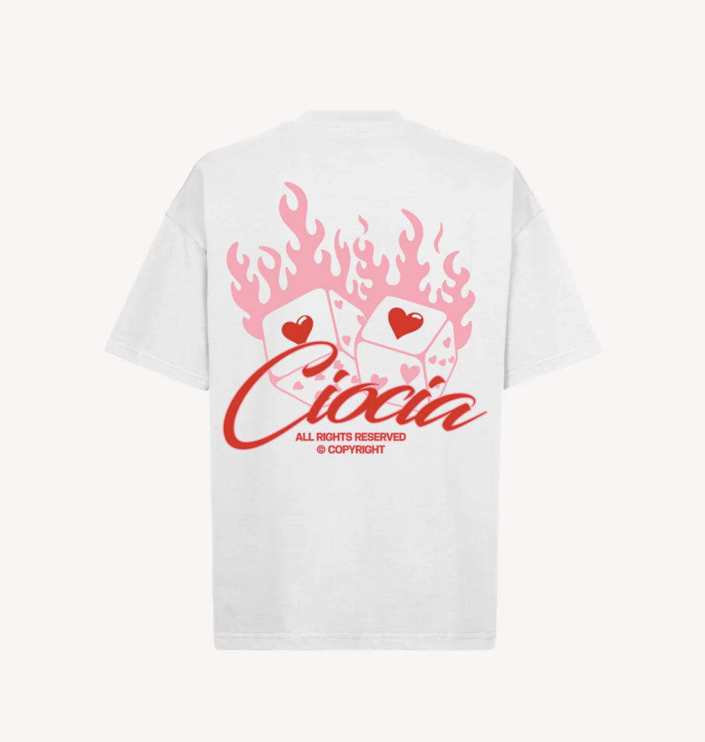 T-Shirt Manches Courtes Imprimé Dos Unisexe DOUBLE D WHITE
