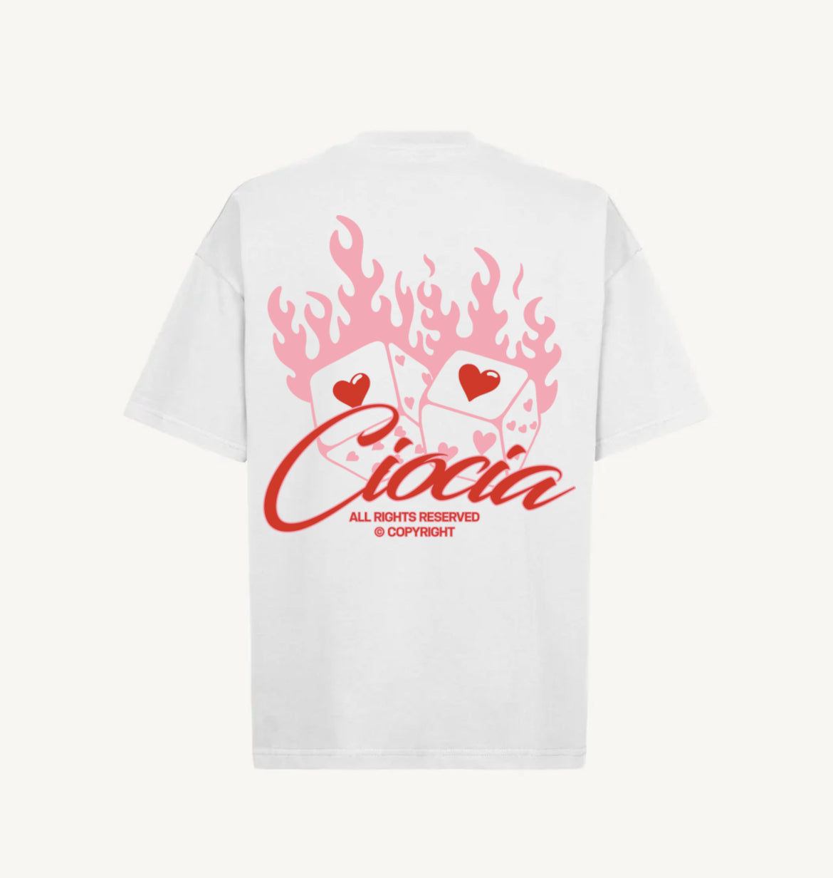 T-Shirt Manches Courtes Imprimé Dos Unisexe DOUBLE D WHITE