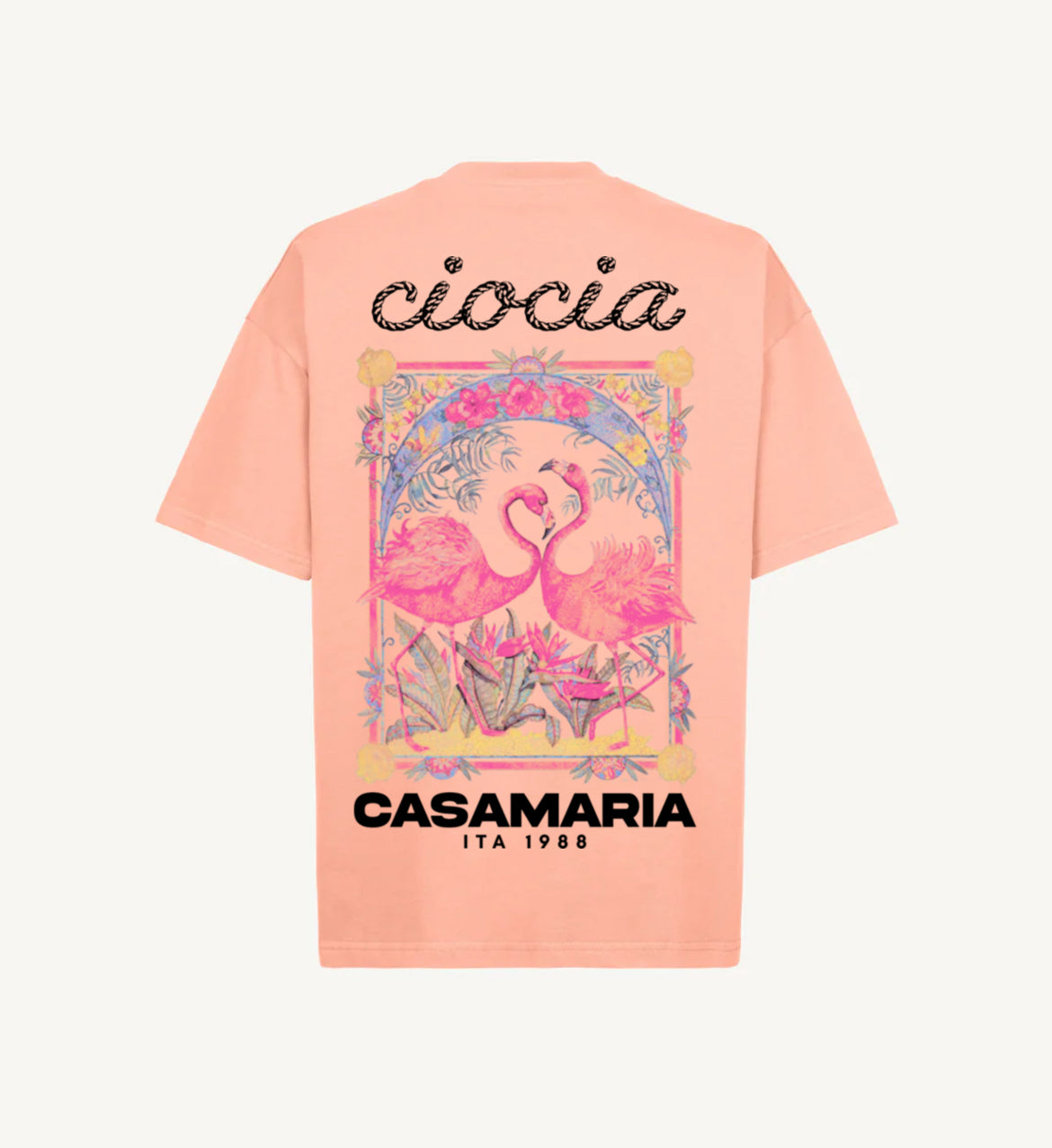 T-Shirt Manches Courtes Imprimé Dos Unisexe FLAMINGOS PINK