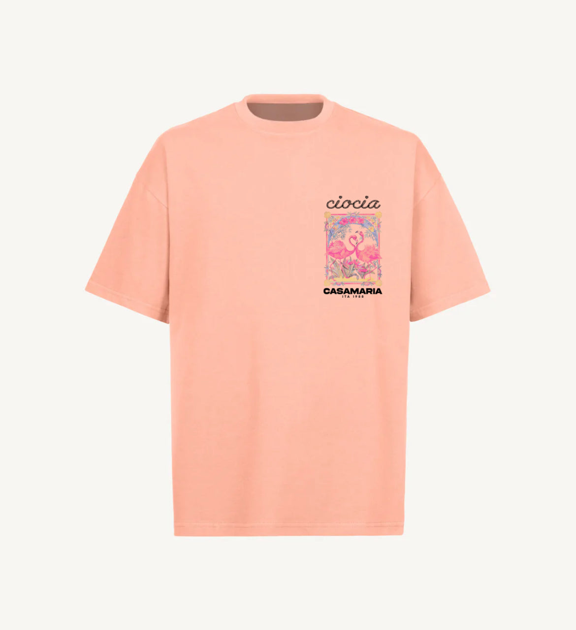 T-Shirt Manches Courtes Imprimé Dos Unisexe FLAMINGOS PINK