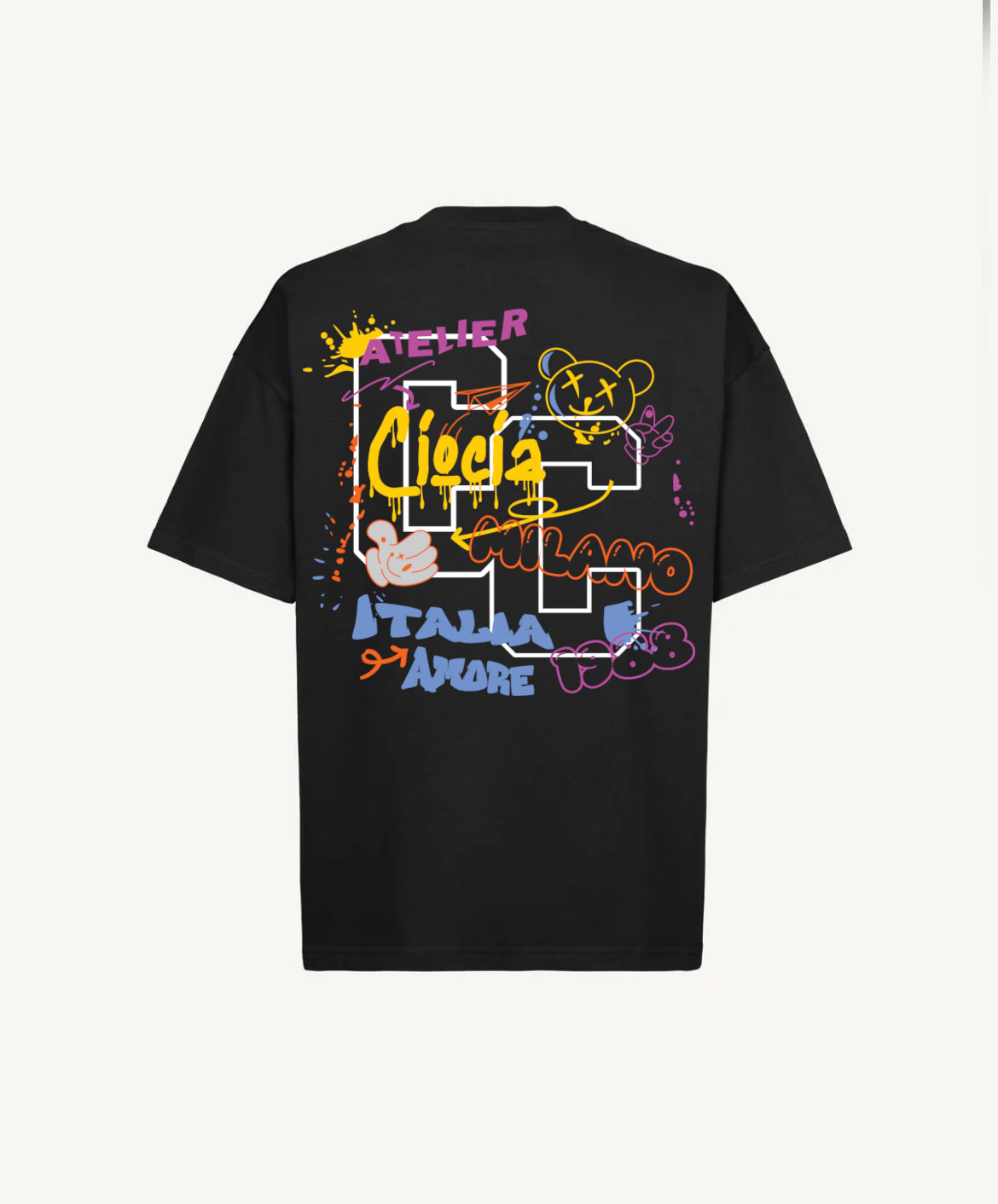 T-Shirt Manches Courtes Imprimé Dos Unisexe MICKY Noir