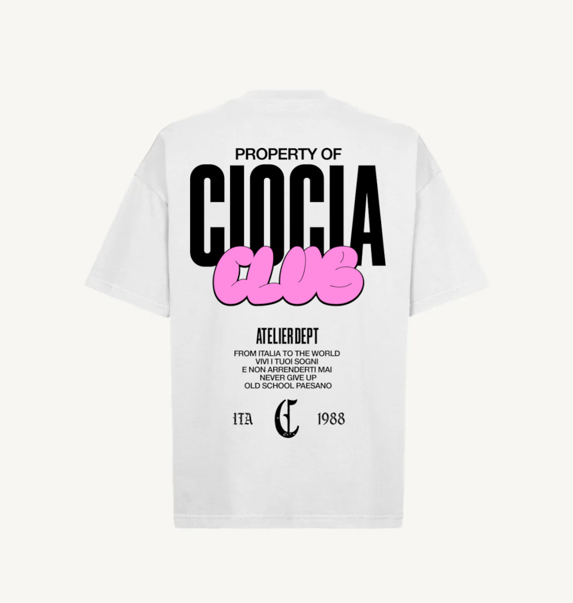 T-Shirt Manches Courtes Imprimé Dos Unisexe BARBA CLUB WHITE