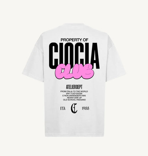 T-Shirt Manches Courtes Imprimé Dos Unisexe BARBA CLUB WHITE