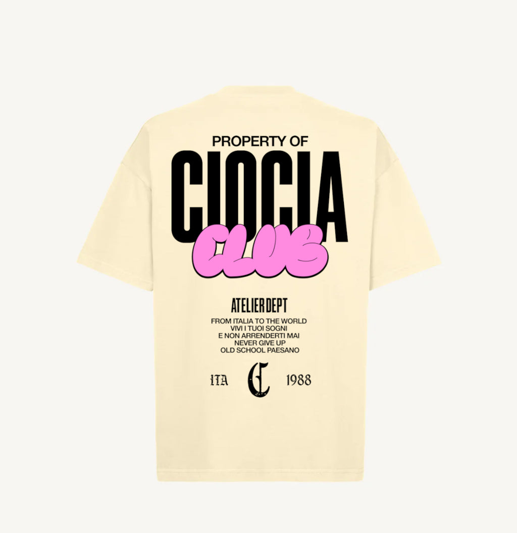 T-Shirt Manches Courtes Imprimé Dos Unisexe BARBA CLUB CREAM