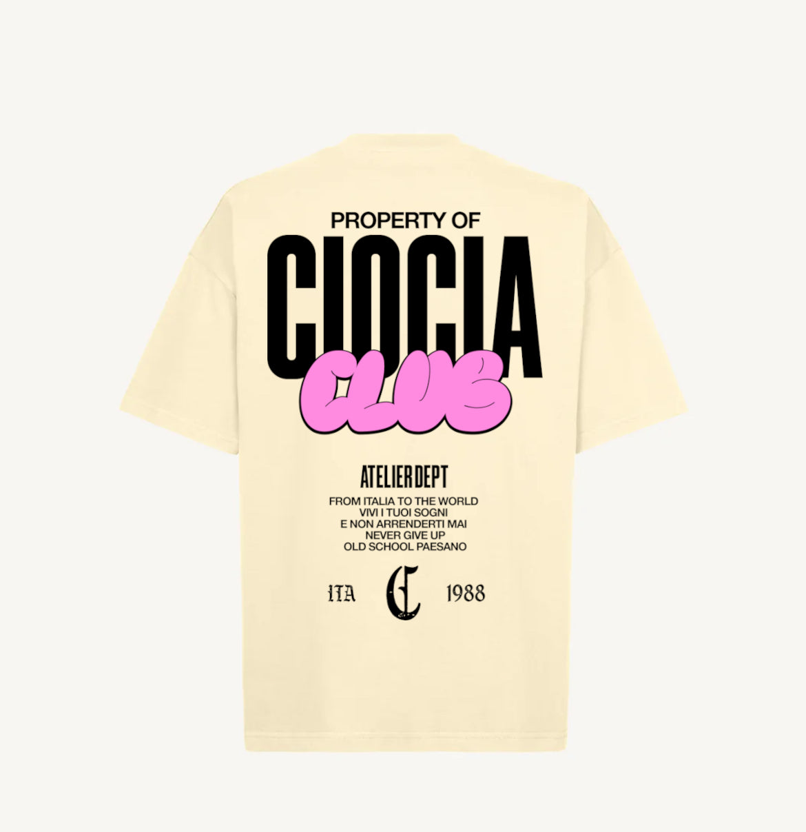 T-Shirt Manches Courtes Imprimé Dos Unisexe BARBA CLUB CREAM