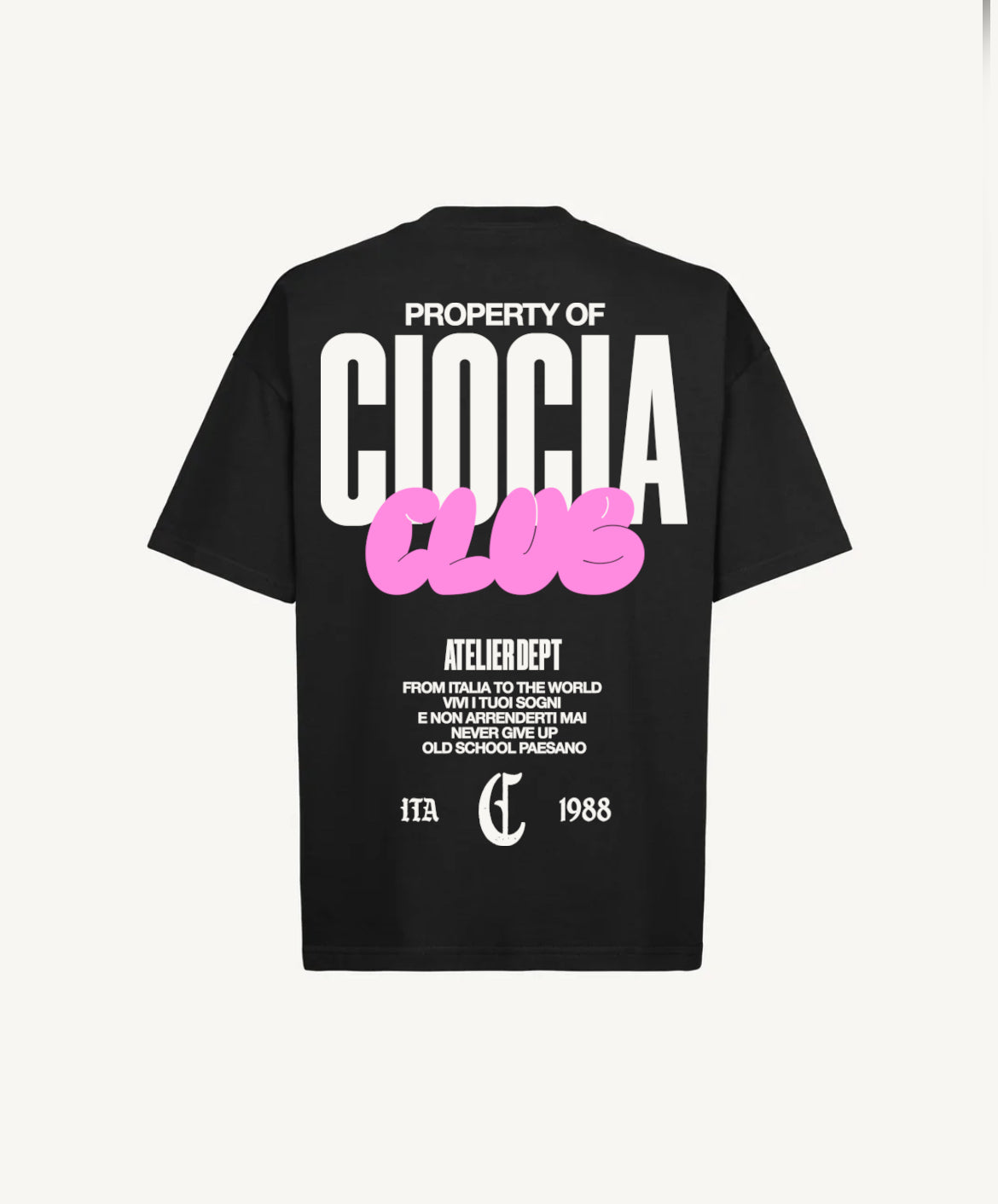 T-Shirt Manches Courtes Imprimé Dos Unisexe BARBA CLUB BLACK