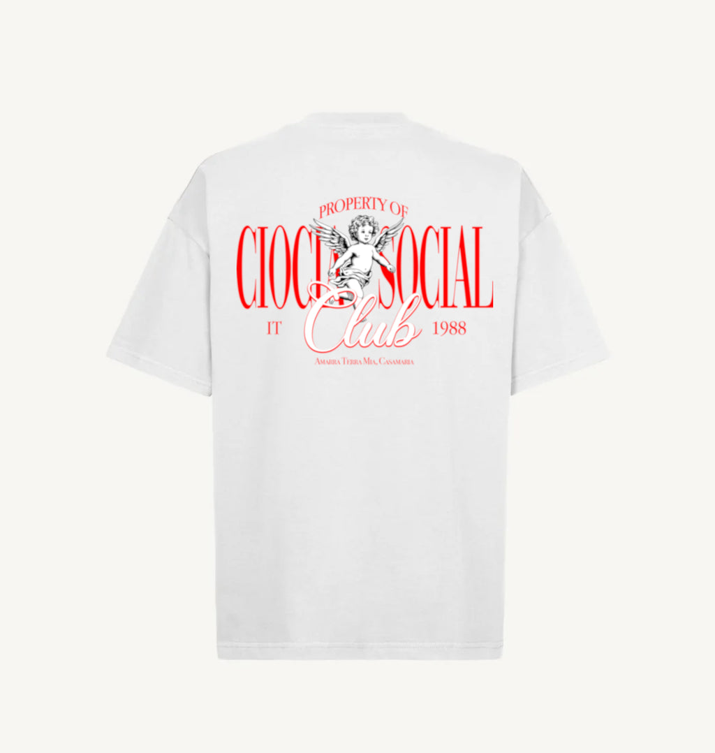T-Shirt Manche Courtes Imprimé Dos Unisexe ANGEL CLUB WHITE