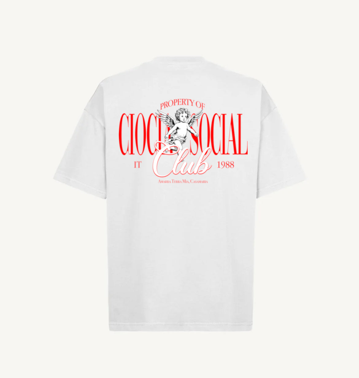 T-Shirt Manche Courtes Imprimé Dos Unisexe ANGEL CLUB WHITE