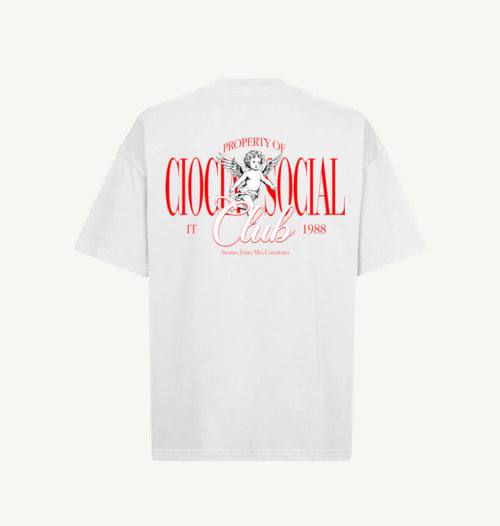 T-Shirt Manche Courtes Imprimé Dos Unisexe ANGEL CLUB WHITE
