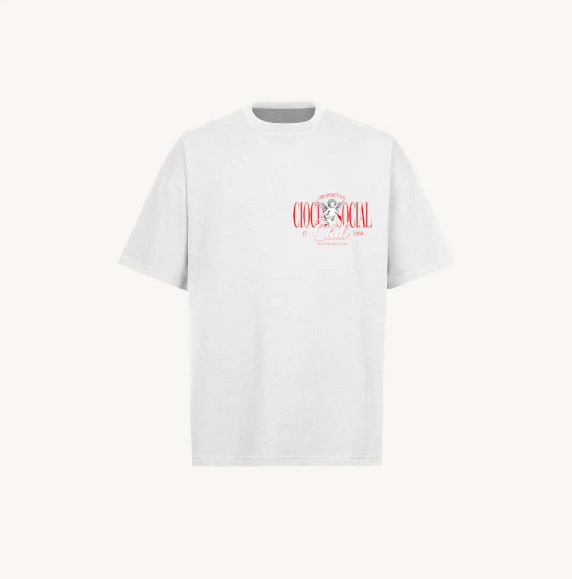 T-Shirt Manche Courtes Imprimé Dos Unisexe ANGEL CLUB WHITE