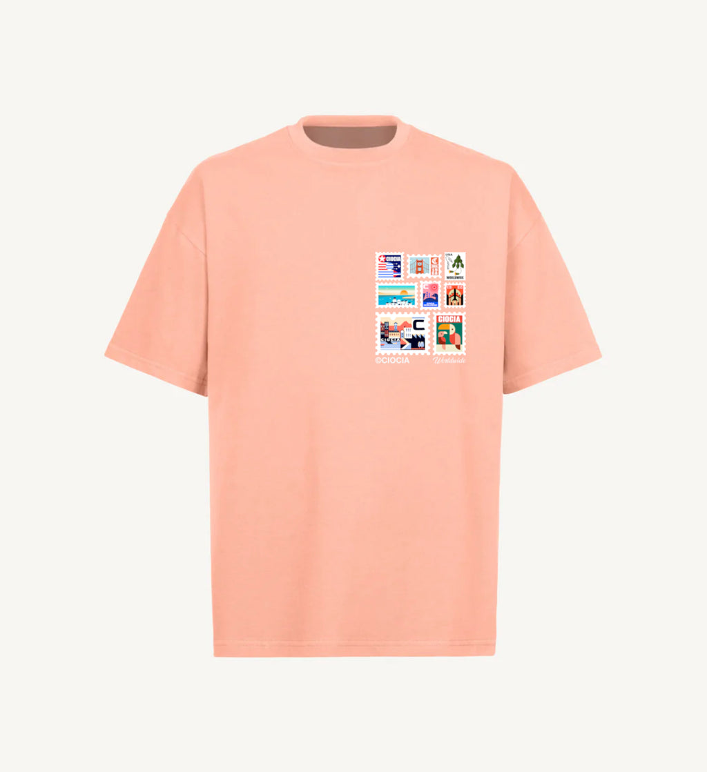 T-Shirt Manches Courtes Imprimé Dos Unisexe FRANCOBELLI PINK