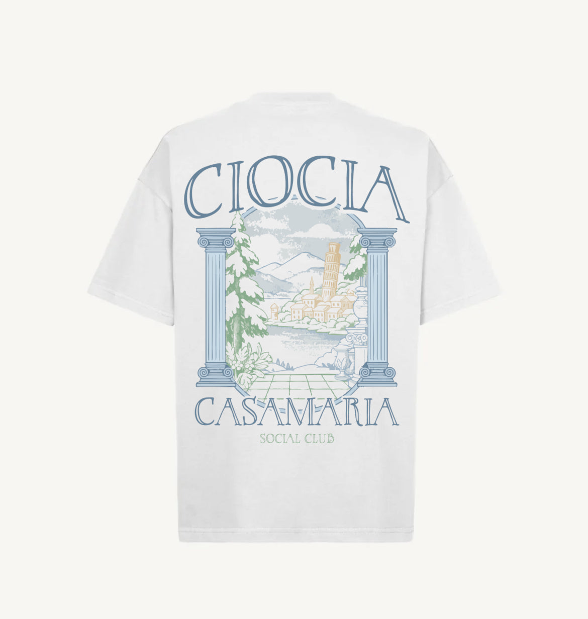 T-Shirt Manches Courtes Imprimé Dos Unisexe PISA WHITE