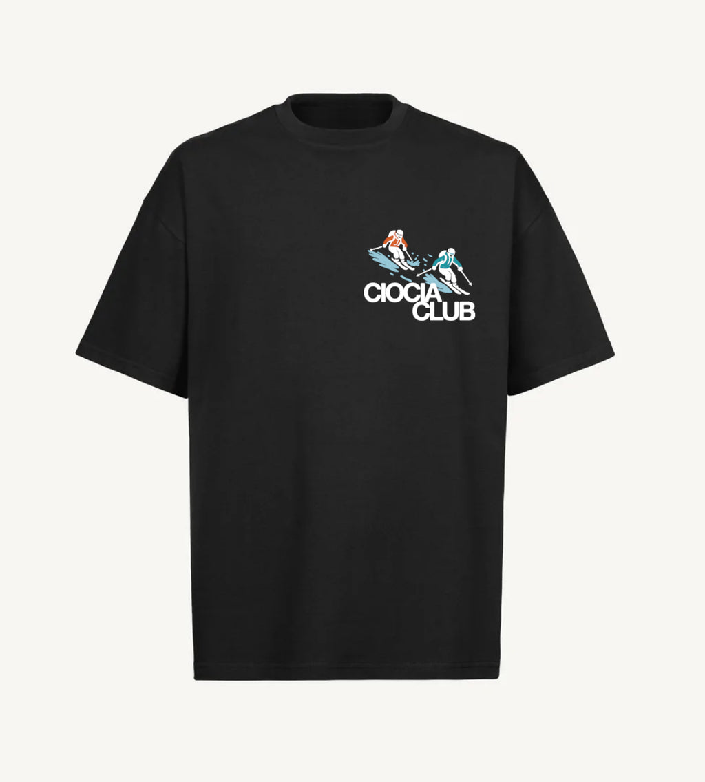 T-Shirt Manches Courtes Imprimé Dos Unisexe SAINT MORITZ BLACK