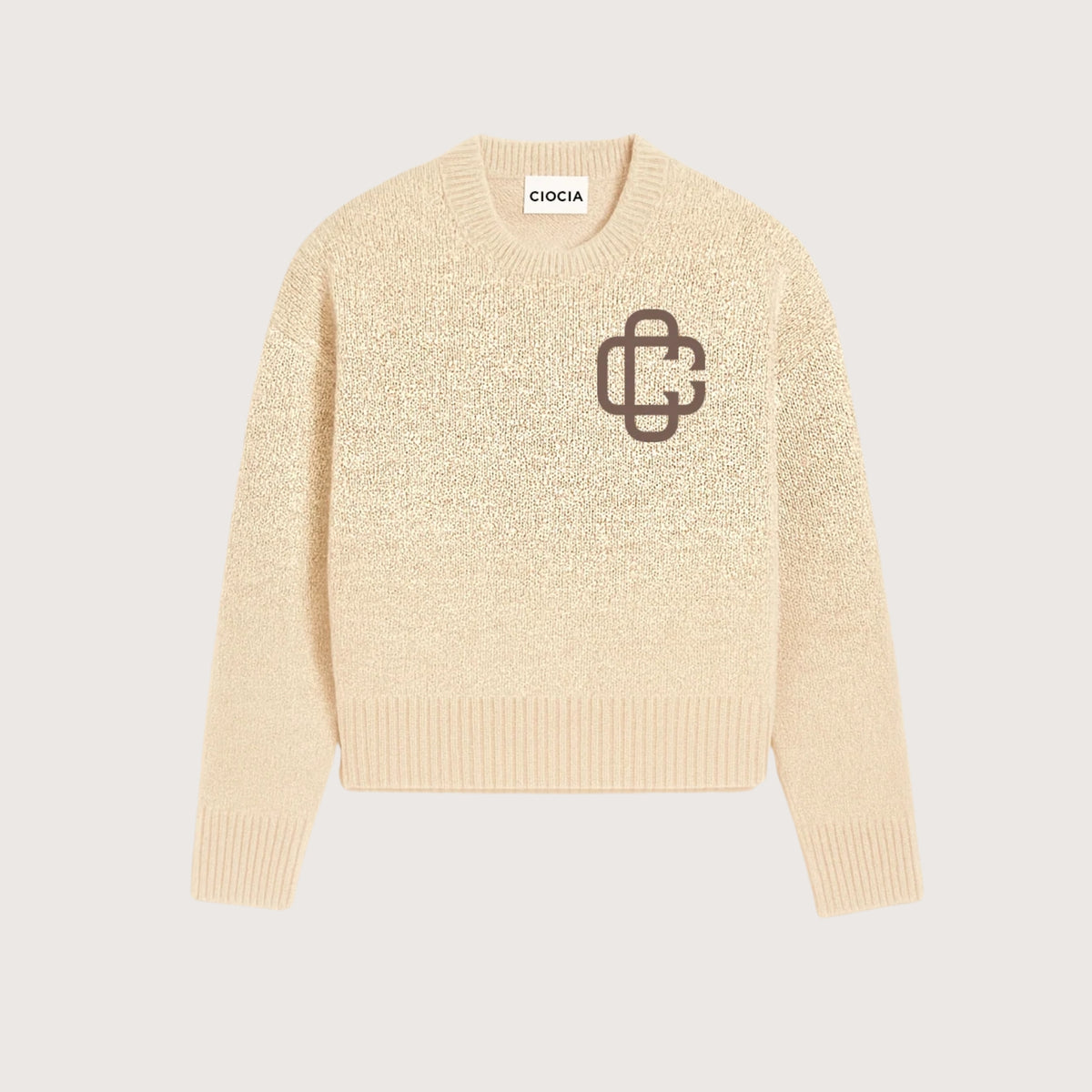 Pull en Laine Logo Cœur Unisexe DAIANE BEIGE