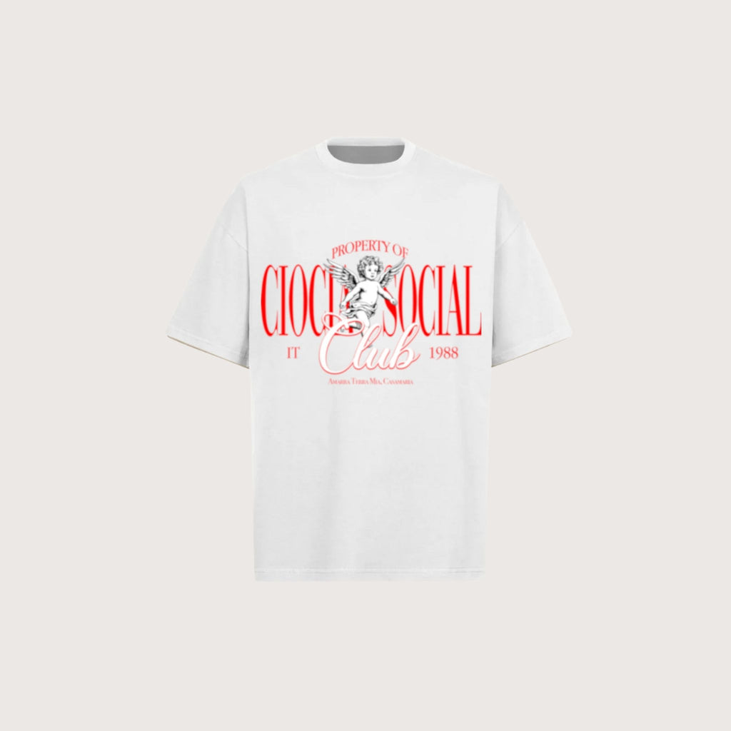 T-Shirt Manches Courtes Imprimé Unisexe ANGEL CLUB WHITE
