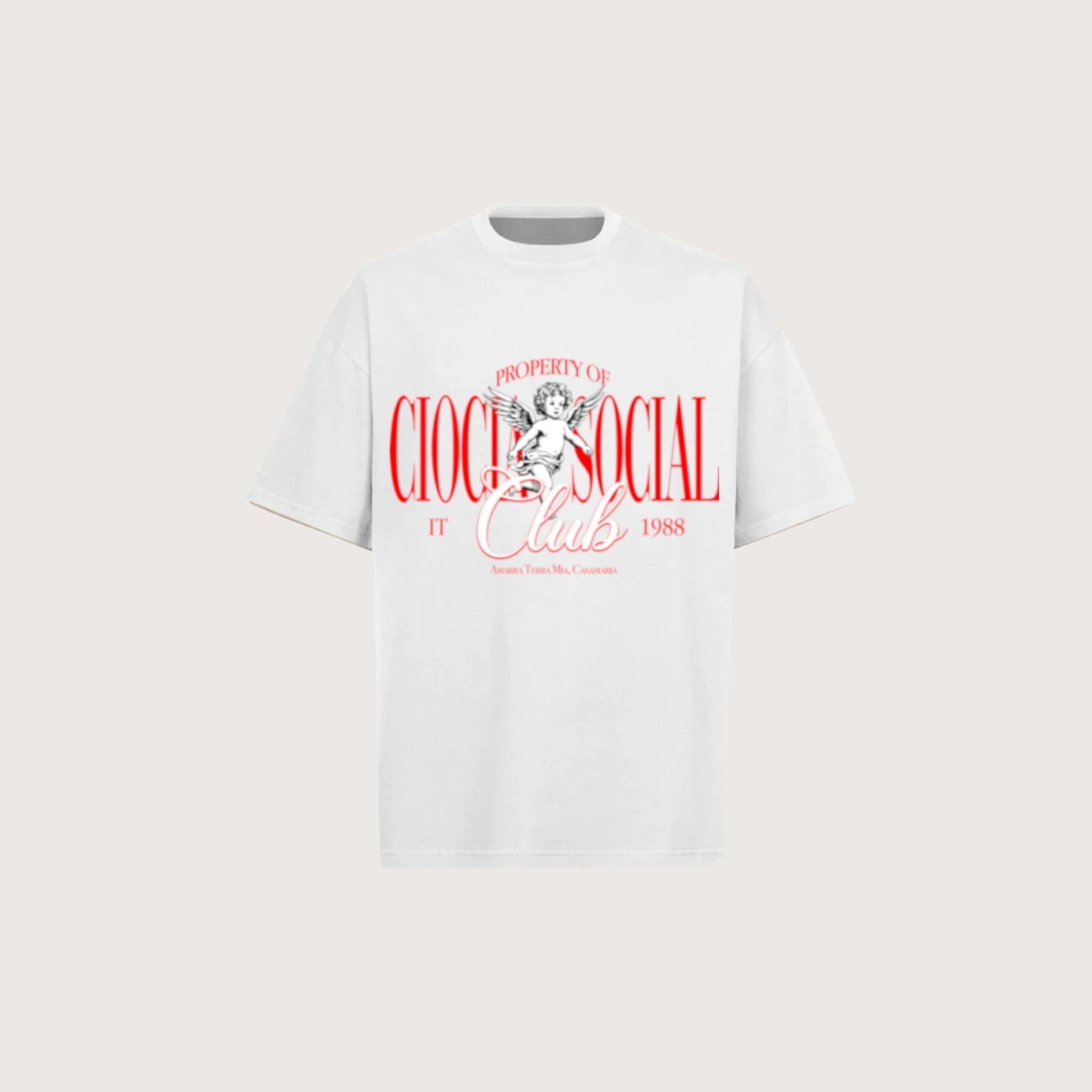 T-Shirt Manches Courtes Imprimé Unisexe ANGEL CLUB WHITE
