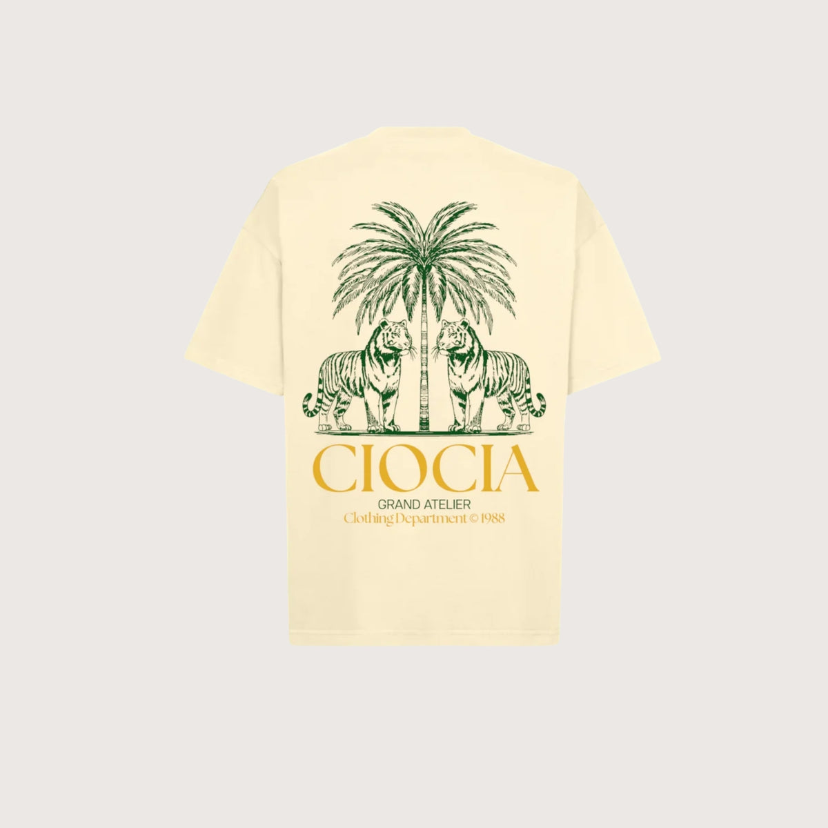 T-Shirt Manches Courtes Imprimé Dos Unisexe DOBIO TIGER CREAM