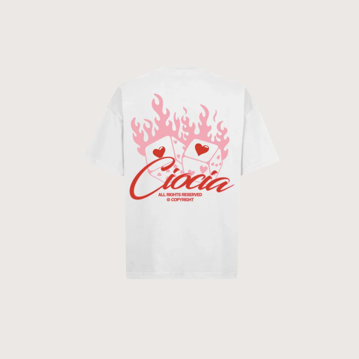 T-Shirt Manches Courtes Imprimé Dos Unisexe DOUBLE D WHITE
