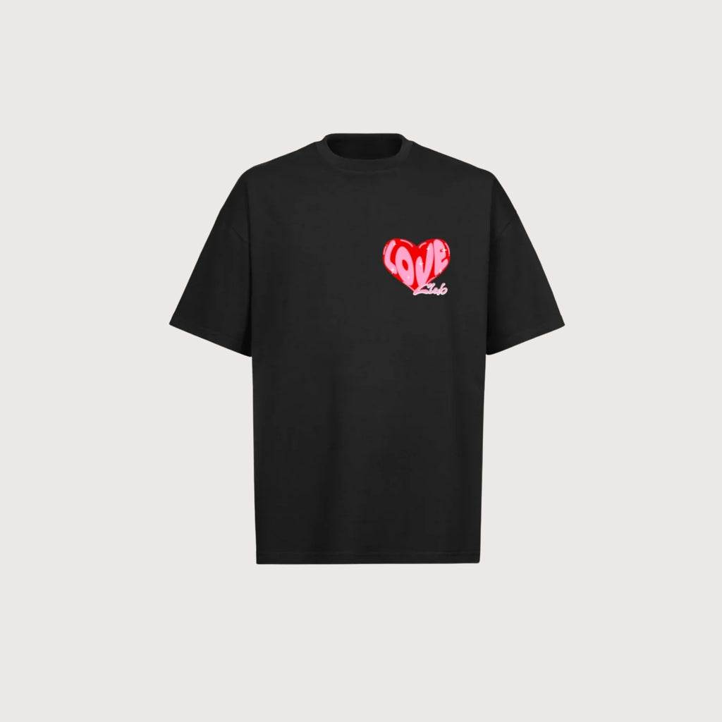 T-Shirt Manches Courtes Imprimé Dos Unisexe LOVE BLACK