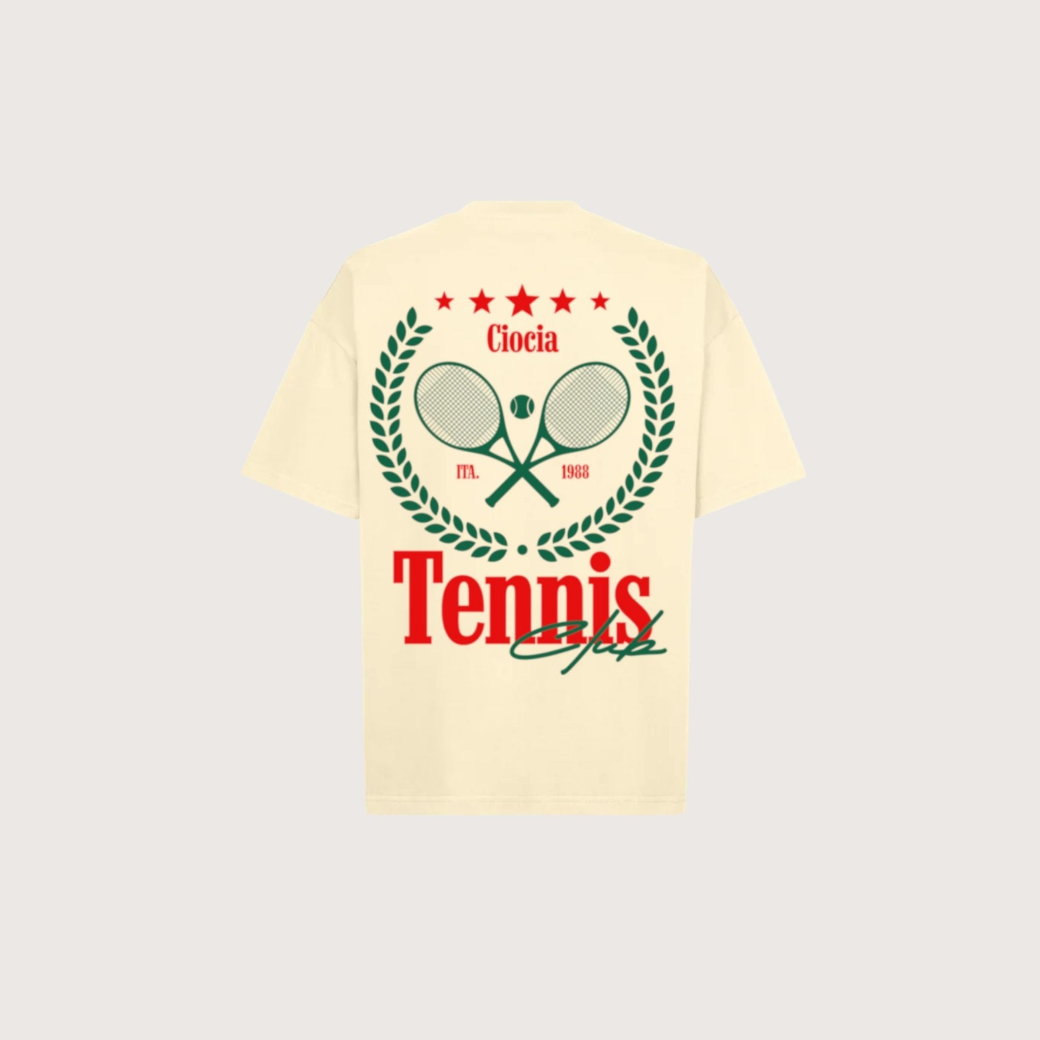 T-Shirt Manches Courtes Imprimé Dos Unisexe TENNIS CLUB CREAM
