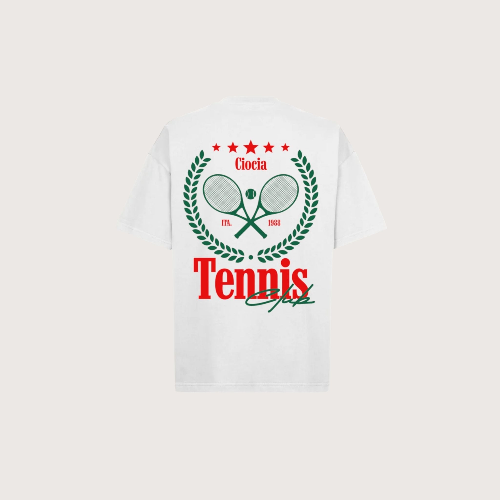 T-Shirt Manches Courtes Imprimé Dos Unisexe TENNIS CLUB WHITE