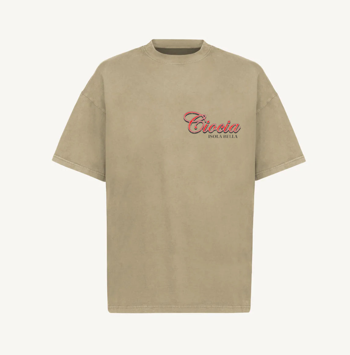 T-shirt CIOCIA BF Isola Bella dune, detail du tissu coton bio