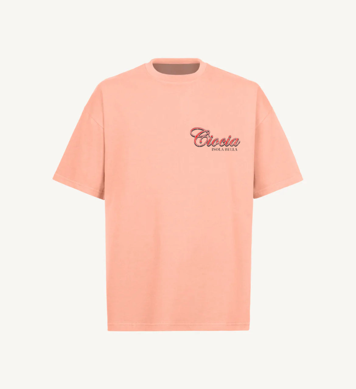 T-shirt CIOCIA BF Isola Bella rose, detail de l'imprime