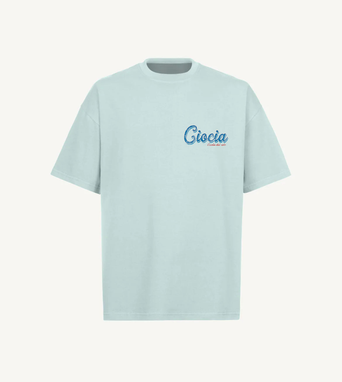 T-shirt homme vert menthe avec grand imprimé italien au dos Dolce Far Niente