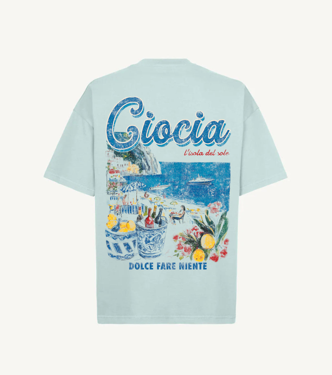T-shirt homme oversize vert menthe Isola del Sole, vue de face