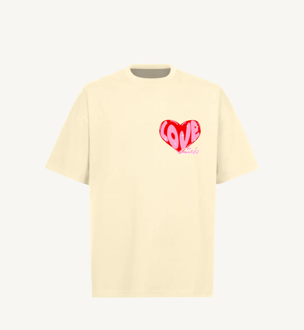T-shirt Love crème CIOCIA avec imprimé cœur, vue de face