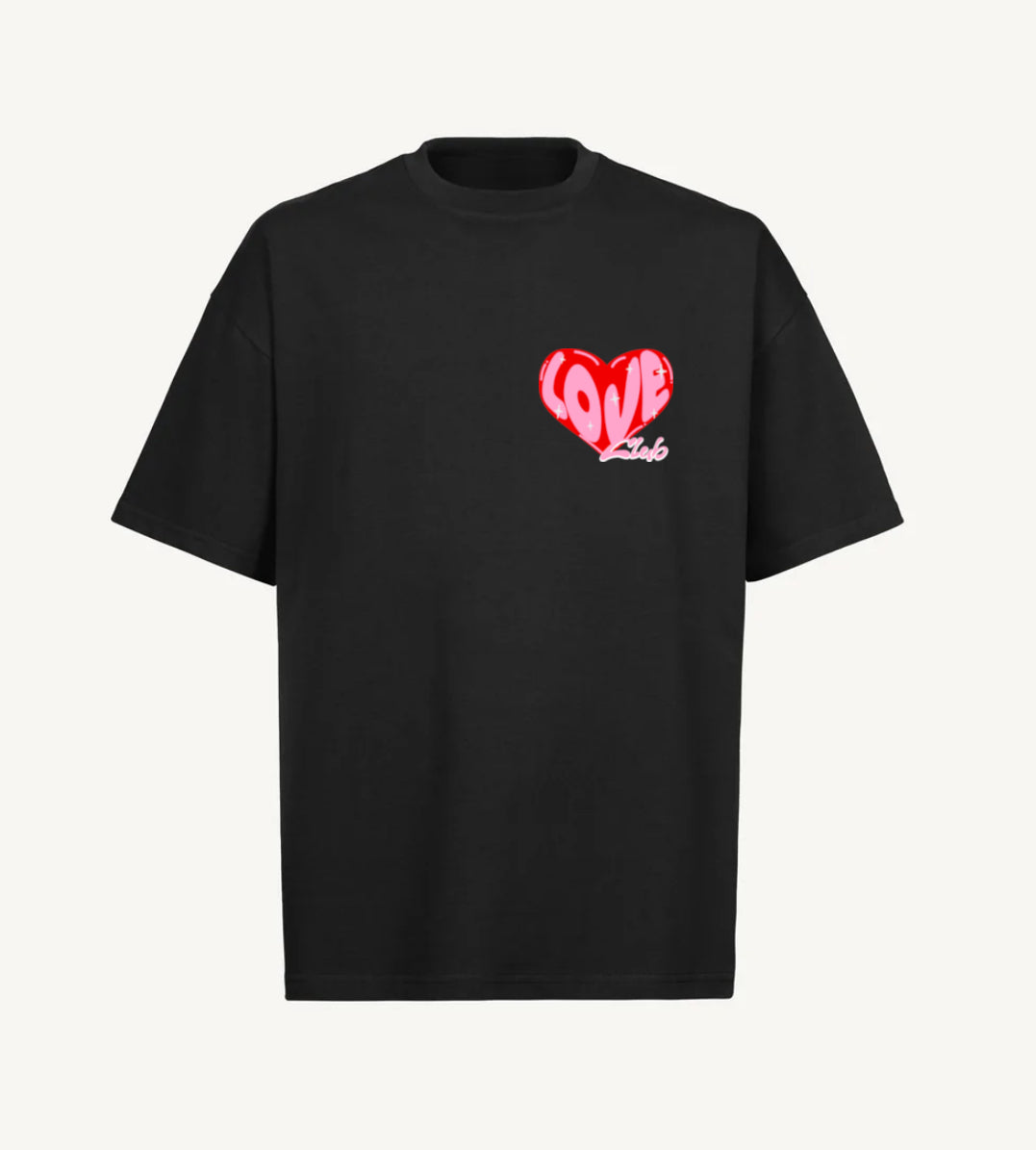 T-shirt Love noir CIOCIA avec imprimé cœur, vue de face