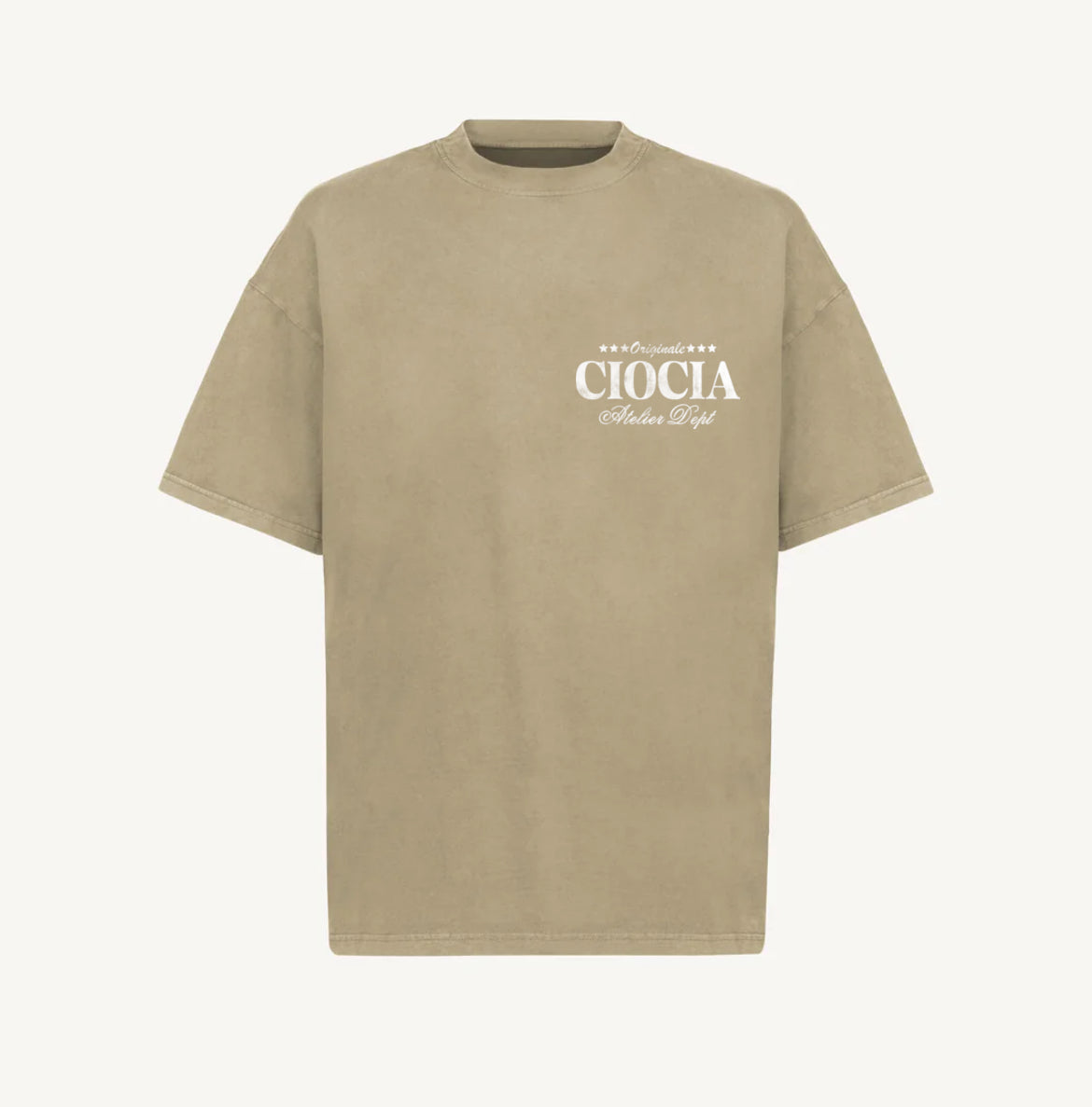 T-shirt CIOCIA BF Original Swan blanc et dune, detail de l'imprime