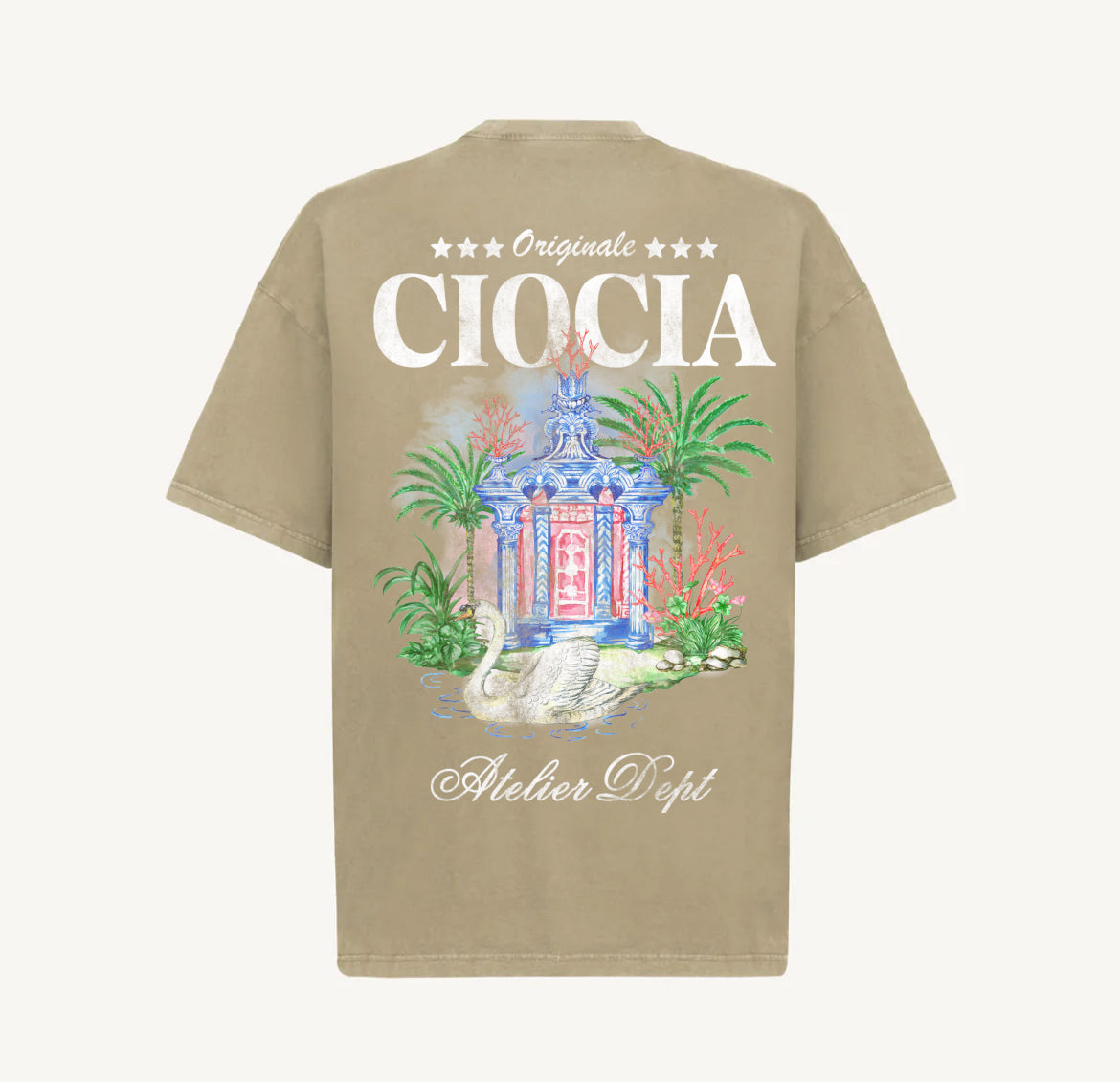 T-shirt CIOCIA BF Original Swan blanc et dune, vue de face