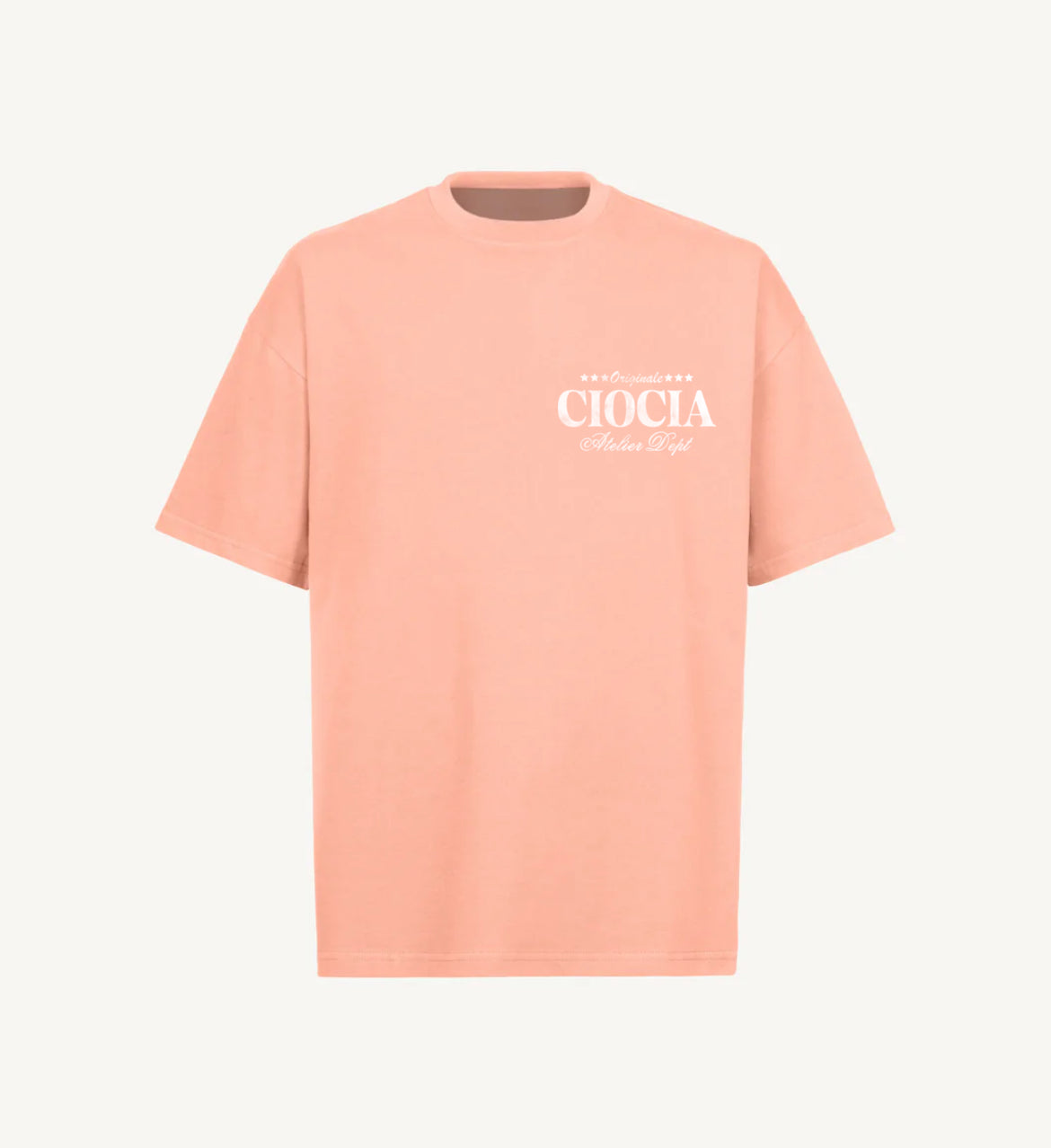 T-shirt CIOCIA BF Original Swan blanc et rose, detail de l'imprime