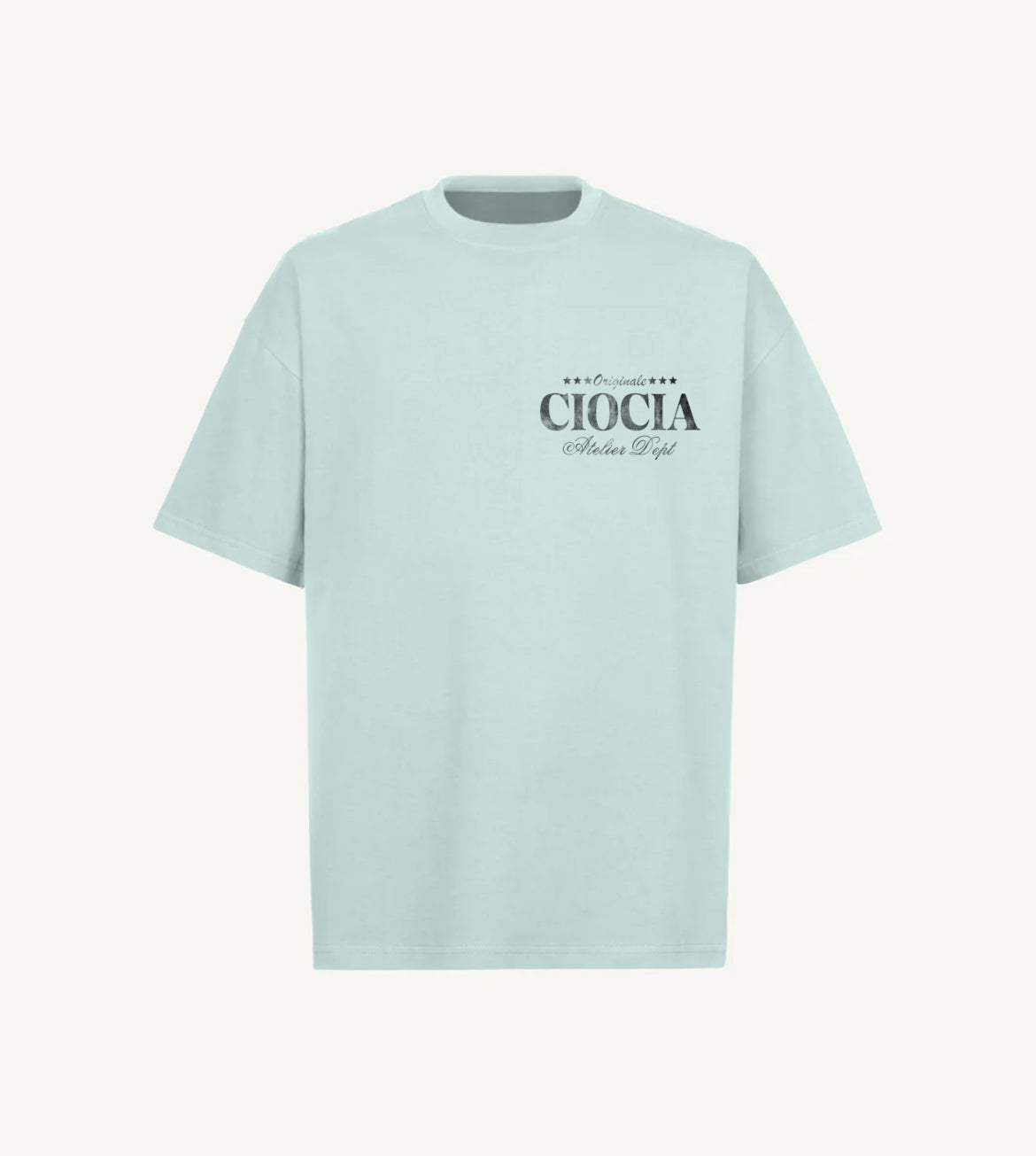 T-shirt CIOCIA BF Original Swan noir et menthe, detail de l'imprime