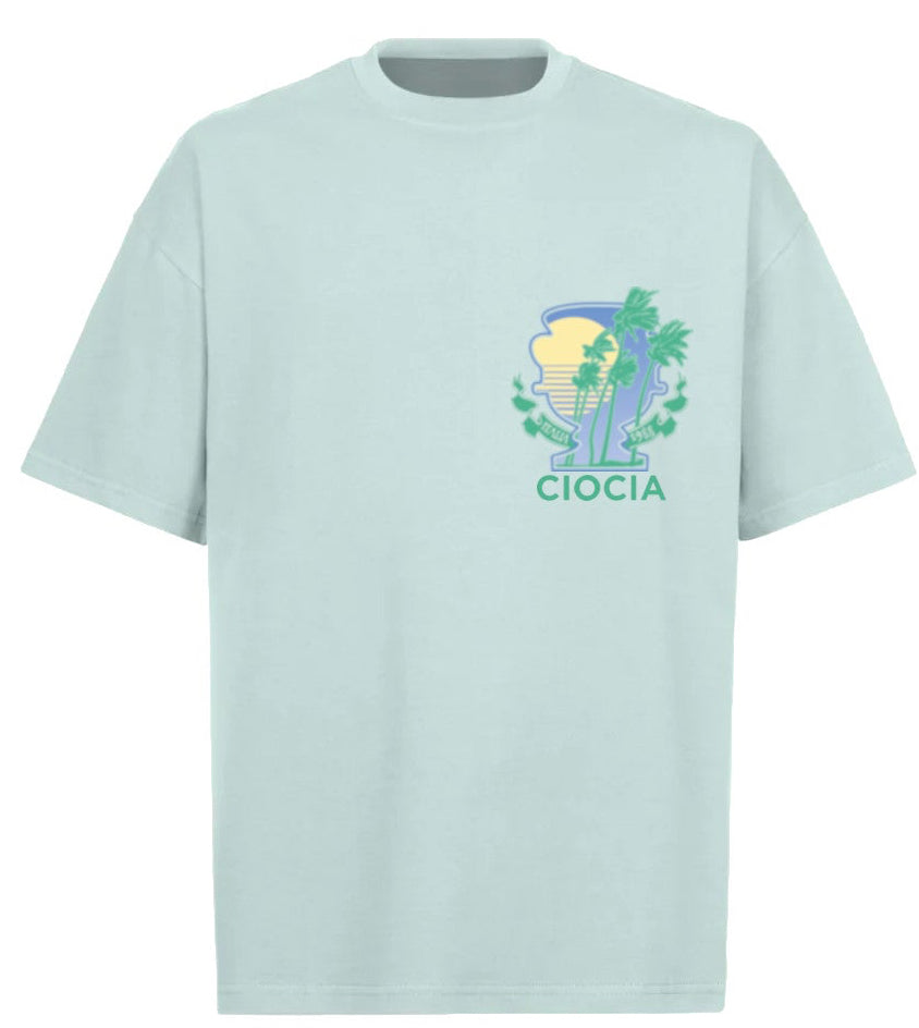 T-shirt CIOCIA BF Palms menthe et vert, vue de face