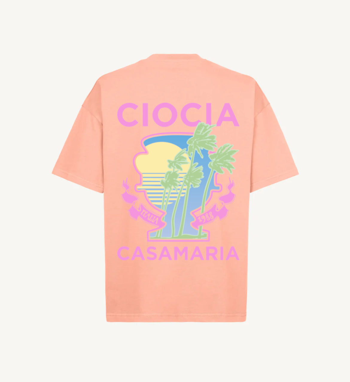 T-shirt CIOCIA BF Palms rose, detail de l'imprime