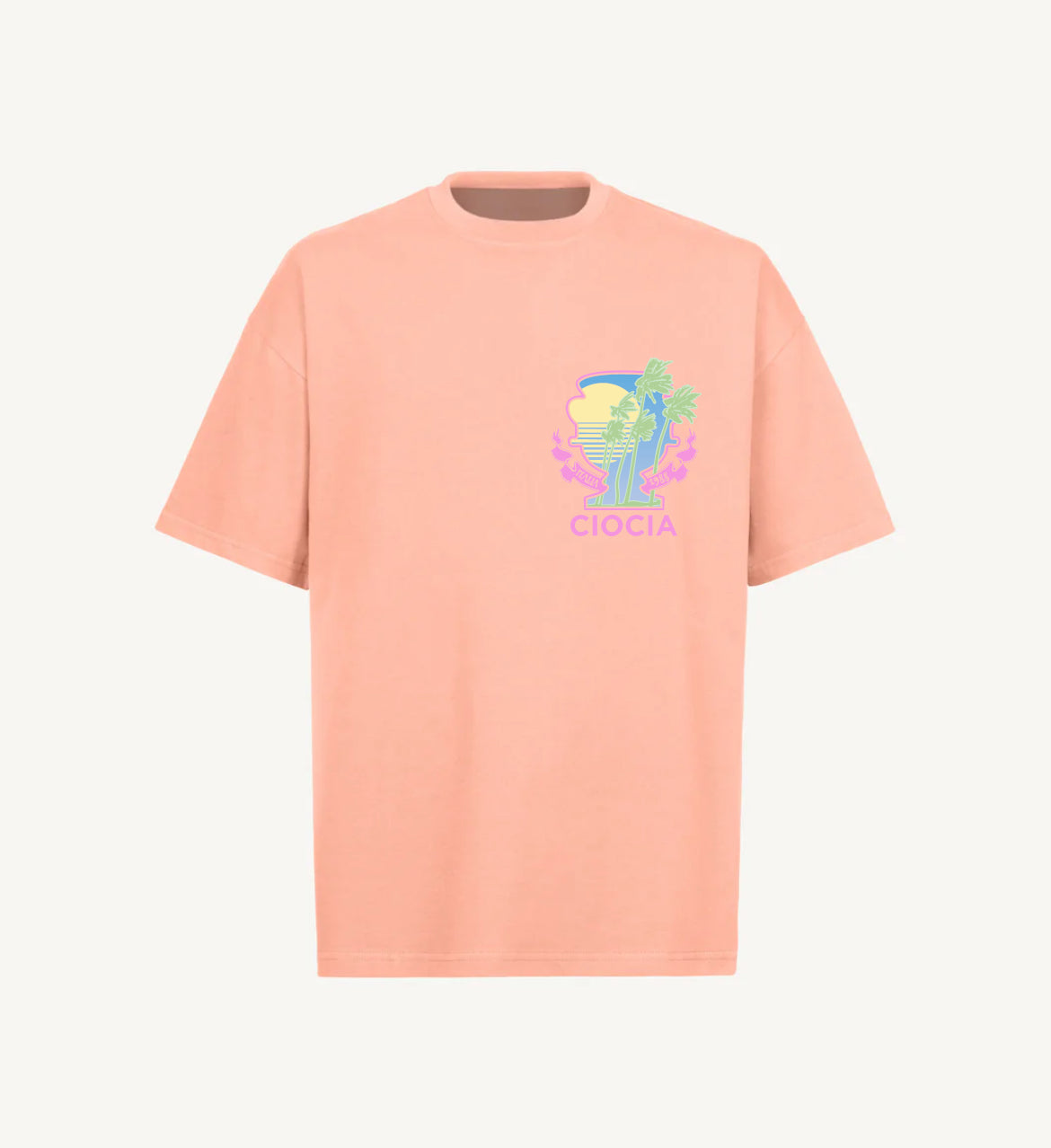 T-shirt CIOCIA BF Palms rose, vue de face