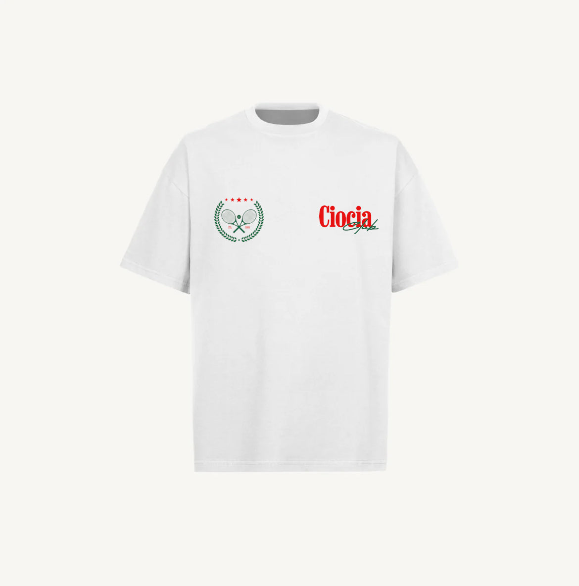 T-shirt CIOCIA BF Tennis Club blanc, vue de face