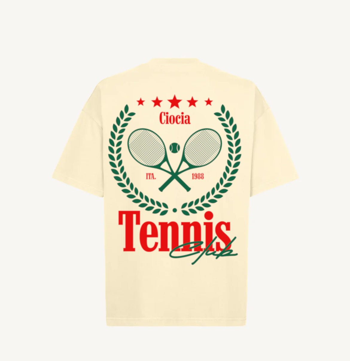 T-shirt CIOCIA BF Tennis Club creme, detail de l'imprime