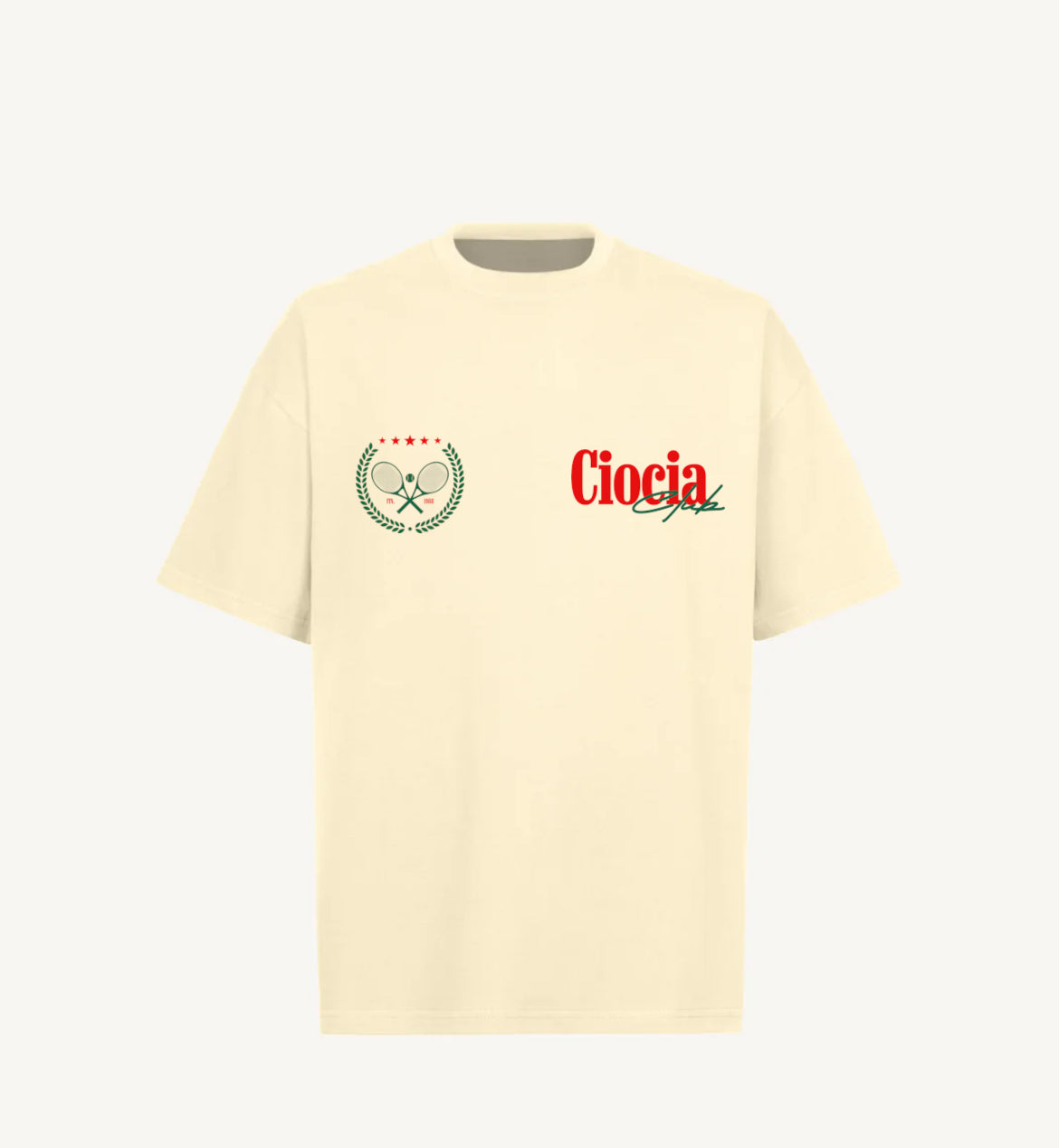 T-shirt CIOCIA BF Tennis Club creme, vue de face