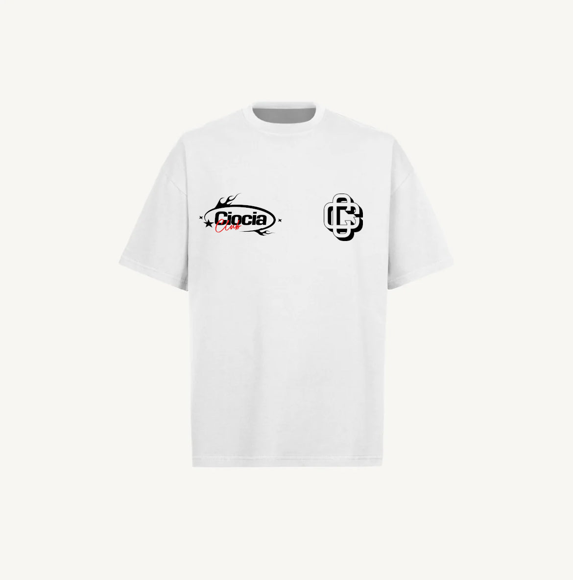 T-shirt CIOCIA Clothing Dept blanc, vue de face