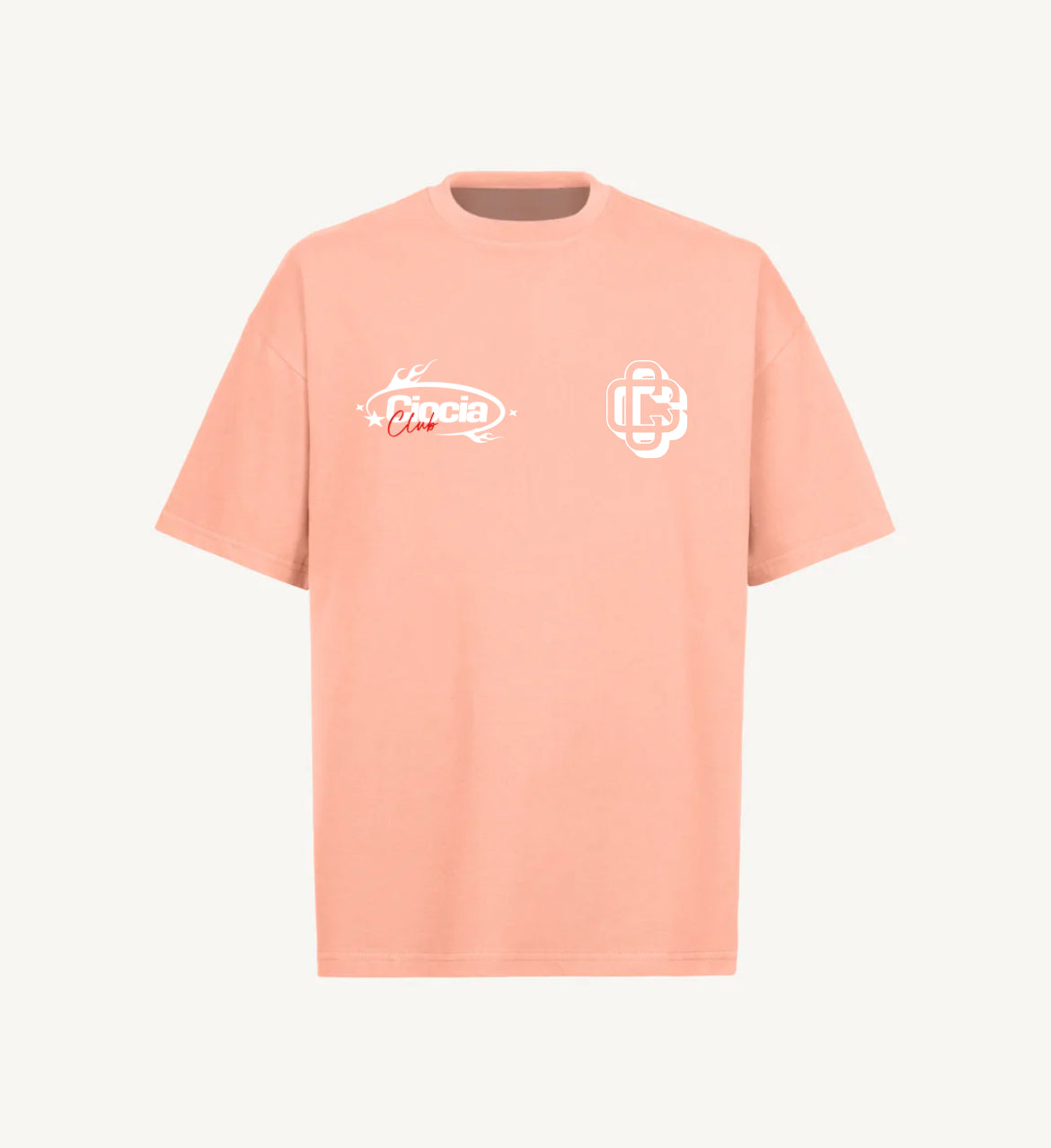 T-shirt CIOCIA Clothing Dept rose, detail de l'imprime