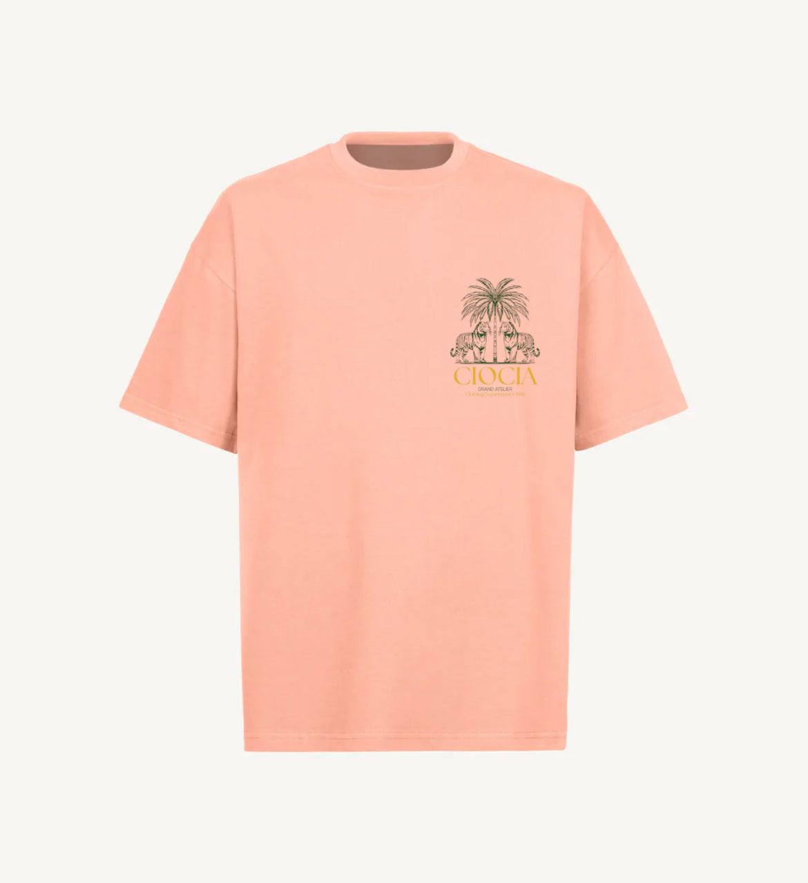 T-shirt CIOCIA Dobio Tiger rose, detail de l'imprime