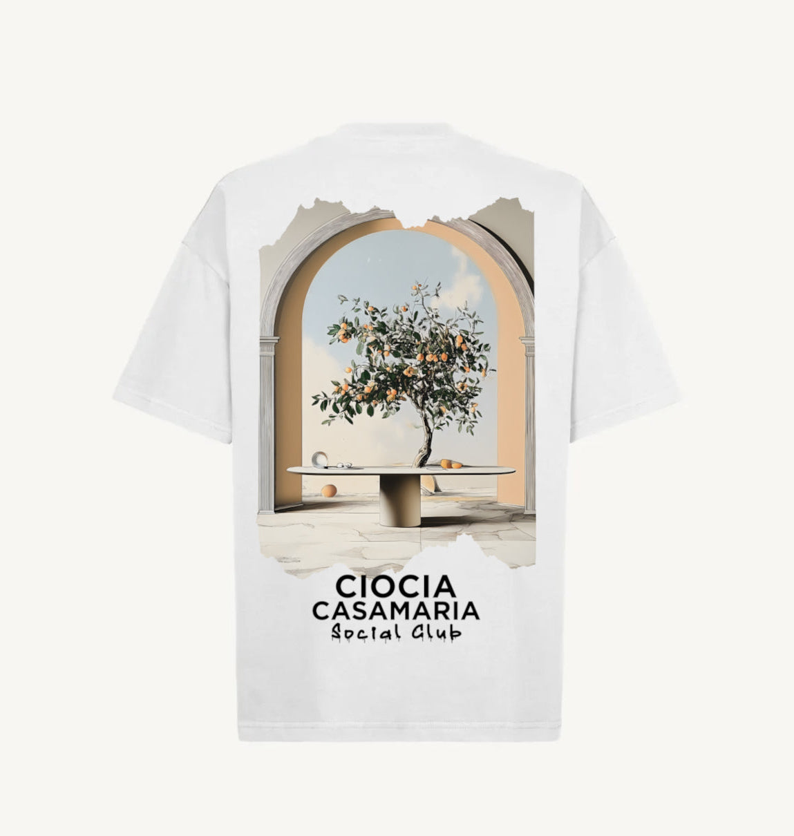 T-shirt CIOCIA Lemon Tree blanc, vue de face
