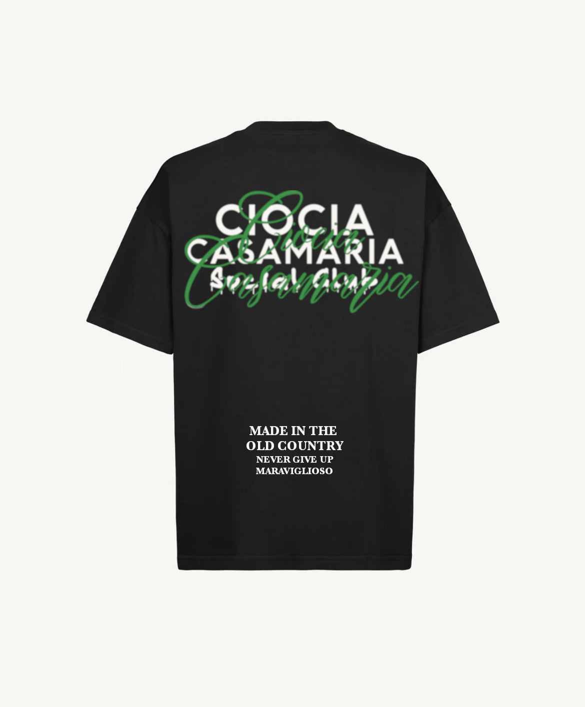 T-shirt CIOCIA Old Country noir et vert, vue de face